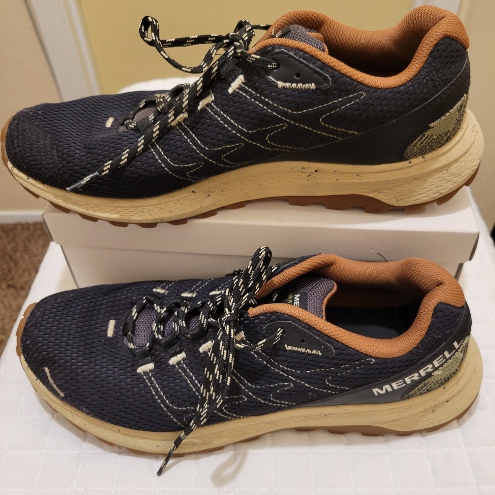 Like New Merrell Men's Size 11 Fly Strike Black Tan Trail Running Shoes Athletic